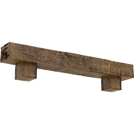 Kit W/ Alamo Corbels, NaturaL Golden Oak, 4H X 8D X 84W Rough Cedar Faux Wood Fireplace ManteL